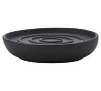 Zone Denmark Nova Soap Dish, Ceramic Bathroom Soap Holder, Soft Touch Surface with Drainage, Modern Scandinavian Design, Ø 11 cm H 2.5 cm, Black