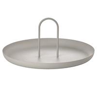 Zone Denmark Singles Serving Tray Matt Painted Metal Round Tray with Handle, 30 cm Diameter, Warm Grey