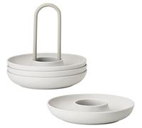 Zone Denmark Singles Silicone Egg Cups, Stackable, Set of 4 with Holder, Diameter 11.2 cm, Height 9.5 cm, Warm Grey