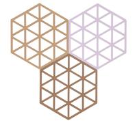 Zone Denmark Triangles Trivets, Heat Resistant Silicone Pot Stands, Decorative & Practical Table Mats, Set of 3, 16 x 14 cm, Light Terracotta/Lupine/Almond