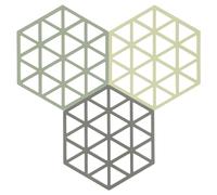 Zone Denmark Triangles Trivets, Heat Resistant Silicone Pot Stands, Decorative & Practical Table Mats, Set of 3, 16 x 14 cm, Rosemary/Matcha/Olive Taupe