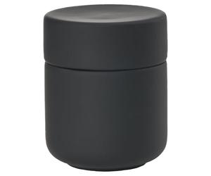 Zone Denmark Ume Storage Jar with Lid, Bathroom Organiser for Cotton Pads, Makeup and Accessories, Stoneware Soft Touch Finish, Ø 8.3 cm H 10.3 cm, Black
