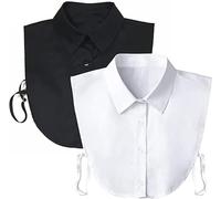 Zone Star 2 Piece Fake Collar Detachable Dickey Collar Blouse Half Shirts False Collar for Girls and Women - Black - Large