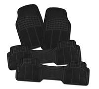 Zone Tech All Weather Rubber Semi Pattern Car Interior Floor Mats - 4-Piece Set Black Heavy Duty Car Interior Floor Mats