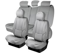 Zone Tech Full Set of 5 Car Seat Covers for Cars, Waterproof Nappa Leather Car Seat Protectors Full Set, Universal Auto Interior Fit for Most Sedans SUV Pick-up Truck Black (Gray)