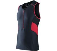 ZONE3 Men's Activate Tri Top for Triathlon/Run/Cycling/Gym, Highly Breathable Sleeveless Trisuit Top Vest with Front Zipper/Storage Pockets Black/Red