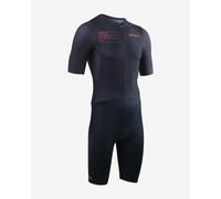 ZONE3 Men's Aeroforce-X II Short Sleeve Trisuit Designed To Be World's Fastest Pro Triathlon Suit Made in Britain (L, Black)