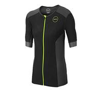ZONE3 Men's Aquaflo Plus Tri Top Short Sleeve, Black/Grey/Neon Green, XS