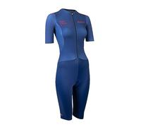 ZONE3 Women's Aeroforce-X II Short Sleeve Trisuit Designed To Be World's Fastest Pro Triathlon Suit Made in Britain (XL, Navy)