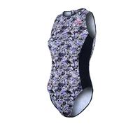 ZONE3 Women's High Neck Swimsuit with Zipped Back/Double Lined Front/Medium Leg Cut for Comfort/Warmth Open Water/Pool Swimming Costume Black/Green