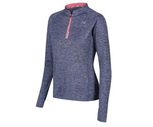 ZONE3 Womens Zip Soft Touch Technical Long Sleeve T-Shirt Blue/Pink L