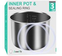 Zonefly for Instant Pot 3 Qt Inner Pot Replacement insert, Stainless Steel Cooking Pot Liner with Polished Surface & Easy to Clean - 3Quart Instapot Rice Cooker Accessories, Includes 2pcs Seal Rings