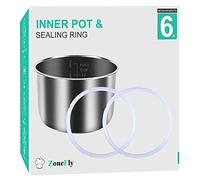 ZoneFly Original 6 Qt Power Cooker XL Replacement Inner Pot with 2 Pack Sealing Ring for Power Pressure Cooker PPC770 PPC771 PRO PCXL-PRO6 PCTR-16 YBD60-100 WAL1 WAL2