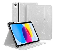 Zonefoker Case for iPad 11th Generation (A16) 11-inch 2025, for 10th Generation 10.9'' 2022, Glittering Sparkly iPad 11/10 th Gen Cover with Auto Sleep/Wake, Pencil Holder, Pocket Design, Sliver