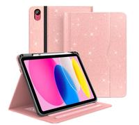 Zonefoker Case for iPad 11th Generation (A16) 11-inch 2025, for 10th Generation 10.9'' 2022, Glittering Sparkly iPad 11/10 th Gen Cover with Auto Sleep/Wake, Pencil Holder, Pocket Design, Light Pink