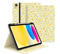 Zonefoker Case for iPad 11th Generation (A16) 11-inch 2025, for 10th Generation 10.9'' 2022, PU Leather iPad 11/10 th Gen Cover with Multi-Angle Viewing, Pencil Holder, Pocket Design, Yellow Flower