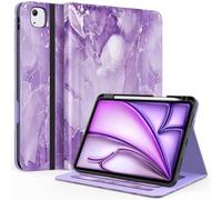 ZoneFoker Case for iPad Air 11-inch M3/ M2 (2025/2024), iPad Air 5th/4th Generation 10.9'' (2022/2020), iPad Pro 11 (4th/3rd/2nd/1st Gen), Multi-Angle Stand Cover with Pencil Holder, Marble Purple