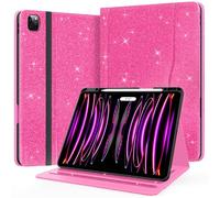 Zonefoker Case for New iPad Pro 12.9 inch 6th/5th/4th/3rd Generation 2022/2021/2020/2018, 12.9'' ipad Pro Leather Protective Cover 6/5/4/3 Gen with Pencil Holder, Auto Wake/Sleep, Glitter Pink
