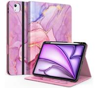 ZoneFoker for iPad Air 5th/4th Generation Case, iPad Pro 11 inch case (4th/3rd/2nd) Multi-Angle Viewing Stand, Leather Folio Cover with Pencil Holder for iPad Air 10.9 inch 2022/2020- Marble Rose Gold