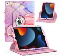 ZoneFoker for New iPad 9th/ 8th/ 7th Generation Case, iPad 10.2 Case, 360 Degree Rotating Multi-Angle Viewing Stand, Leather Cover with Pencil Holder for iPad 10.2 inch 2021/2020/ 2019 (Marble Pink)
