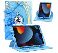 ZoneFoker for New iPad 9th/ 8th/ 7th Generation Case, iPad 10.2 Case, 360 Degree Rotating Multi-Angle Viewing Stand, Leather Cover with Pencil Holder for iPad 10.2 inch 2021/2020/ 2019 (Marble Blue)