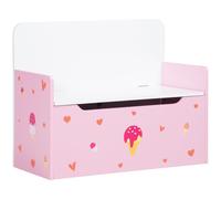 ZONEKIZ 2 in 1 Wooden Kids Storage Bench - Toy Box w/ Safety Rod - Pink | TJ Hughes