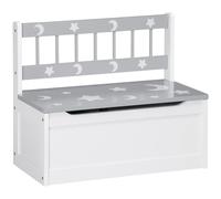 ZONEKIZ 2 In 1 Wooden Toy Box, Kids Storage Bench, Toy Chest with Safety Rod - Grey