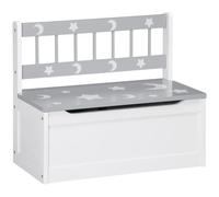 ZONEKIZ 2 In 1 Wooden Toy Box Kids Storage Bench with Safety Rod Grey