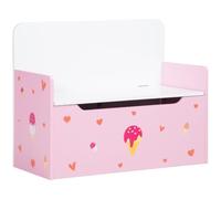 ZONEKIZ 2 in 1 Wooden Toy Box with Seat, Kids Bench, Pink
