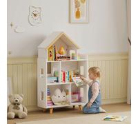 ZONEKIZ 3 Tier Toy Storage Shelf Children Bookcase with 6 Cubby, White ZONEKIZ White