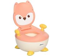 ZONEKIZ Baby Potty Training Toilet, Toddler Toilet Seat with Splash Guard, Backrest, Anti-Tip Feet, Side Handles, Easy to Clean, Portable Travel Potty for Boys and Girls 6 to 36 Months, Fox Shape