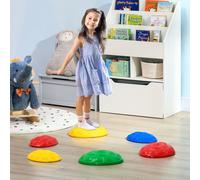 ZONEKIZ Stepping Stones Kids, 6PCs Balance River Stones with Non-Slip Mats, Indoor Outdoor Sensory Toys, Obstacle Course for Ages 3-8 Years, Stackable - Multicoloured