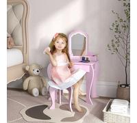 ZONEKIZ Dressing Table with Mirror & Stool, Drawer, Storage Boxes, Cloud Design in Pink ZONEKIZ Pink