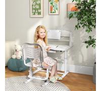 ZONEKIZ Kids Desk & Chair Set, Height Adjustable Study Table for 6-12 Years in Grey ZONEKIZ Grey