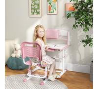 Zonekiz Zonekiz Height Adjustable Kids Desk And Chair Set, With Drawer, Bookshelf, Pink, Pink