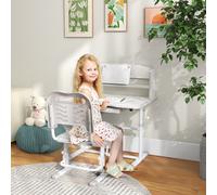ZONEKIZ Height Adjustable Kids Desk & Chair Set with Drawer, for Ages 6-12 Years in Grey ZONEKIZ Grey
