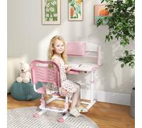 ZONEKIZ Height Adjustable Kids Desk & Chair Set with Drawer, for Ages 6-12 Years in Pink ZONEKIZ Pink