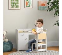 Zonekiz Kids Desk And Chair Set For Ages 3-6 Years W/ Storage Drawer - White