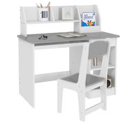 ZONEKIZ Kids Desk and Chair Set with Storage for 5-8 Years, Grey