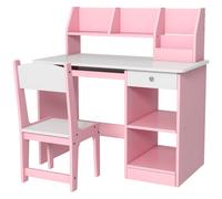 ZONEKIZ Kids Desk & Chair Set with Storage for 5-8 Years in Pink ZONEKIZ Pink