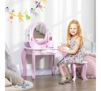 Zonekiz Kids Dressing Table Set, Kids Vanity Set W/ Drawer - Pink