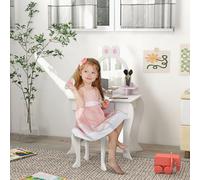 Zonekiz Kids Dressing Table With Mirror And Stool, Drawer, Storage Shelf - White
