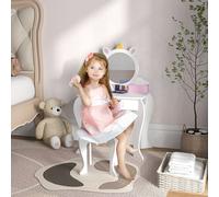 ZONEKIZ Kids Dressing Table with Mirror & Stool, Unicorn Design, for Ages 3-6 Years in White ZONEKIZ White