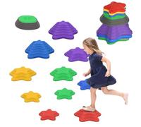 ZONEKIZ Kids Stepping Stones, 11 Pieces Balance River Stones for Obstacle Course, Stackable Non-Slip Starfish Shape, Sensory Play for Indoors, Outdoors