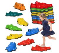 ZONEKIZ Kids Stepping Stones, Crocodile-Designed Sensory Toy 9PCs with Anti-Slip Edge, Stackable Indoor Outdoor Obstacle Courses