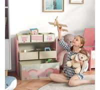 ZONEKIZ Kids Storage Unit, Childrens Toy Storage Organiser, with 6 Fabric Bins in Pink ZONEKIZ Pink