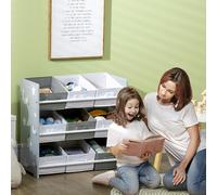 ZONEKIZ Kids Storage Unit Toy Box Organiser Bookshelf w/ Nine Removable Baskets in Grey ZONEKIZ Grey