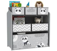 ZONEKIZ Kids Storage Unit w/ 6 Boxes, Toy Storage Organiser, Grey, Grey