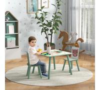 Zonekiz Kids Table And Chairs, Children Desk With 2 Chairs, Green