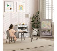 ZONEKIZ Kids Table and Chairs, Kids Storage Unit and Kids Easel Set, Grey